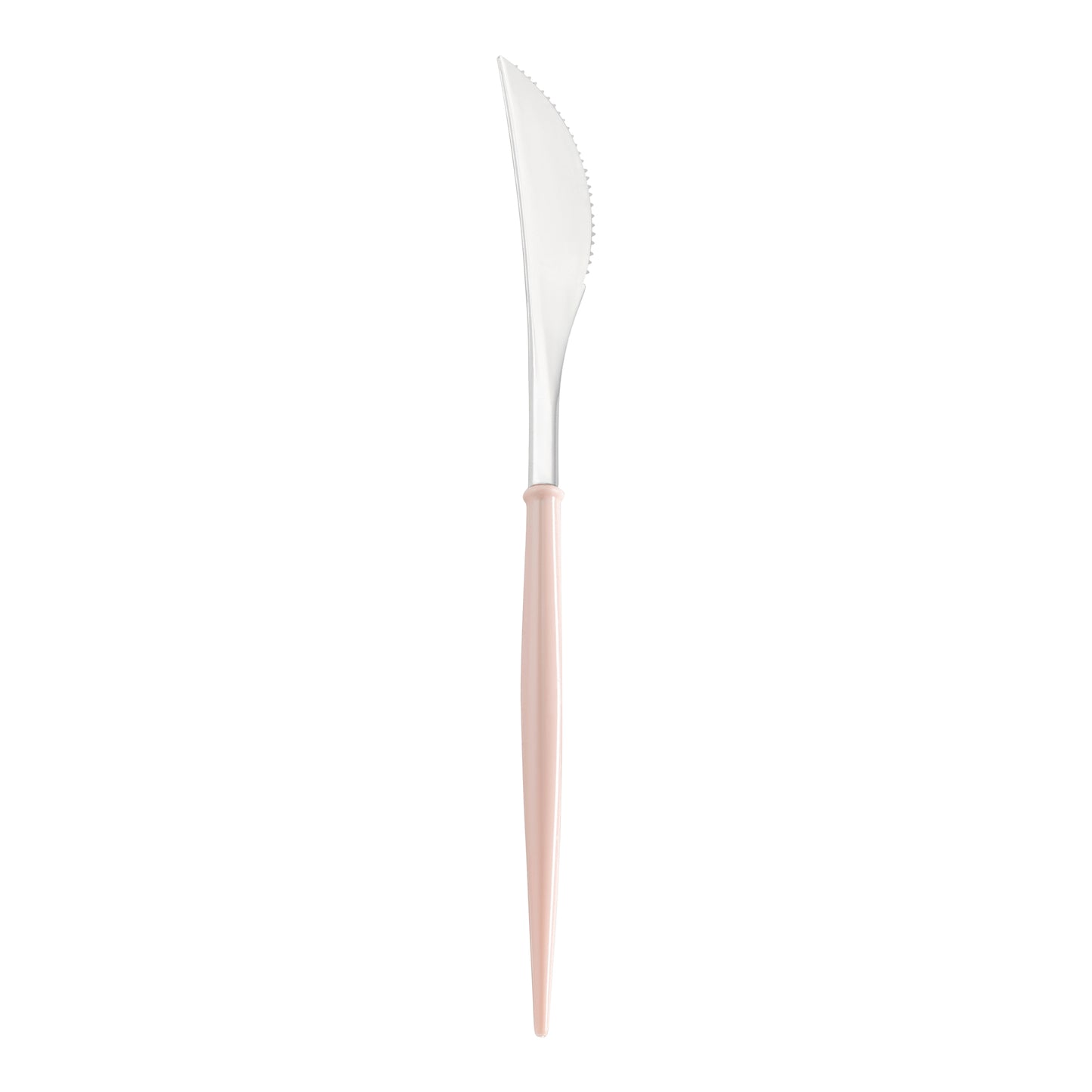 Silver with Pink Handle Moderno Disposable Plastic Dinner Knives Main | The Kaya Collection