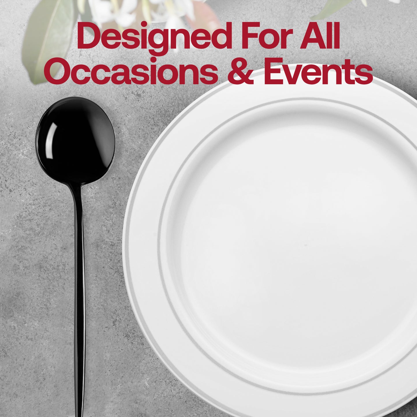 Solid Black Moderno Plastic Dinner Spoons Lifestyle | The Kaya Collection