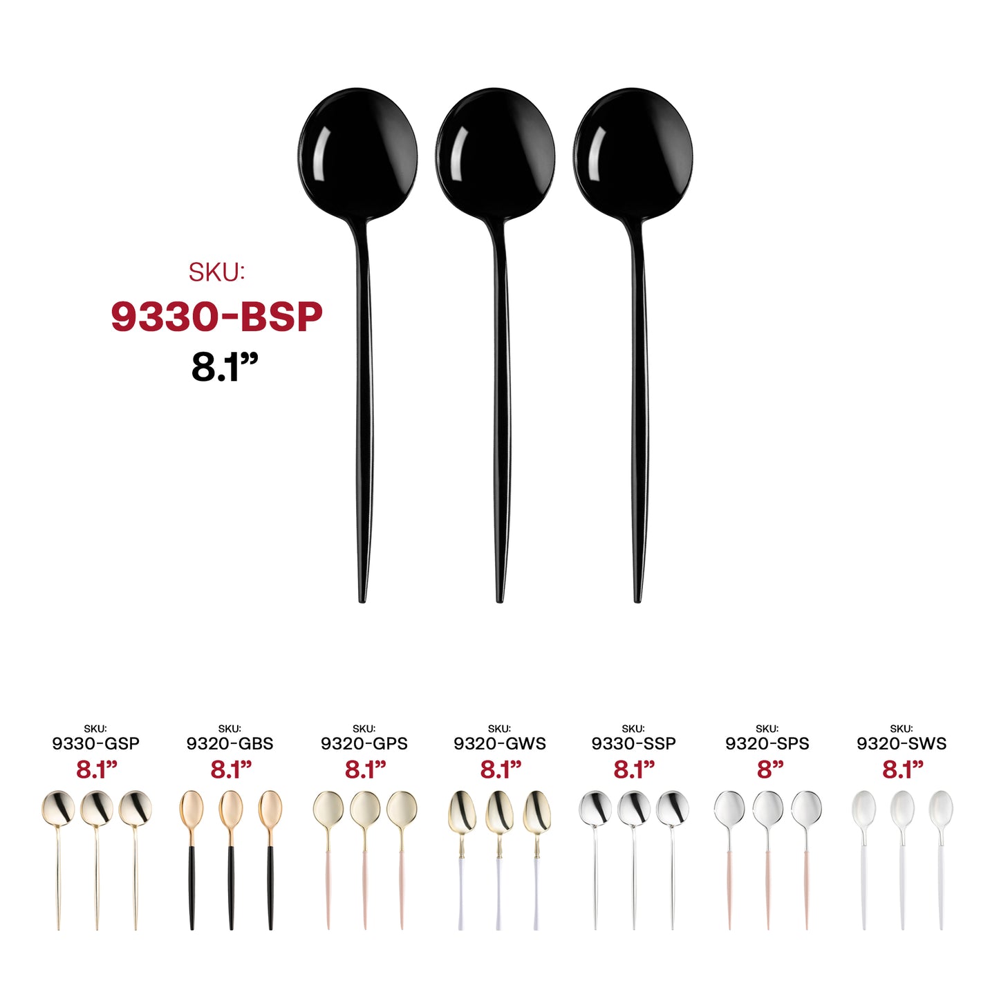 Solid Black Moderno Plastic Dinner Spoons SKU | The Kaya Collection