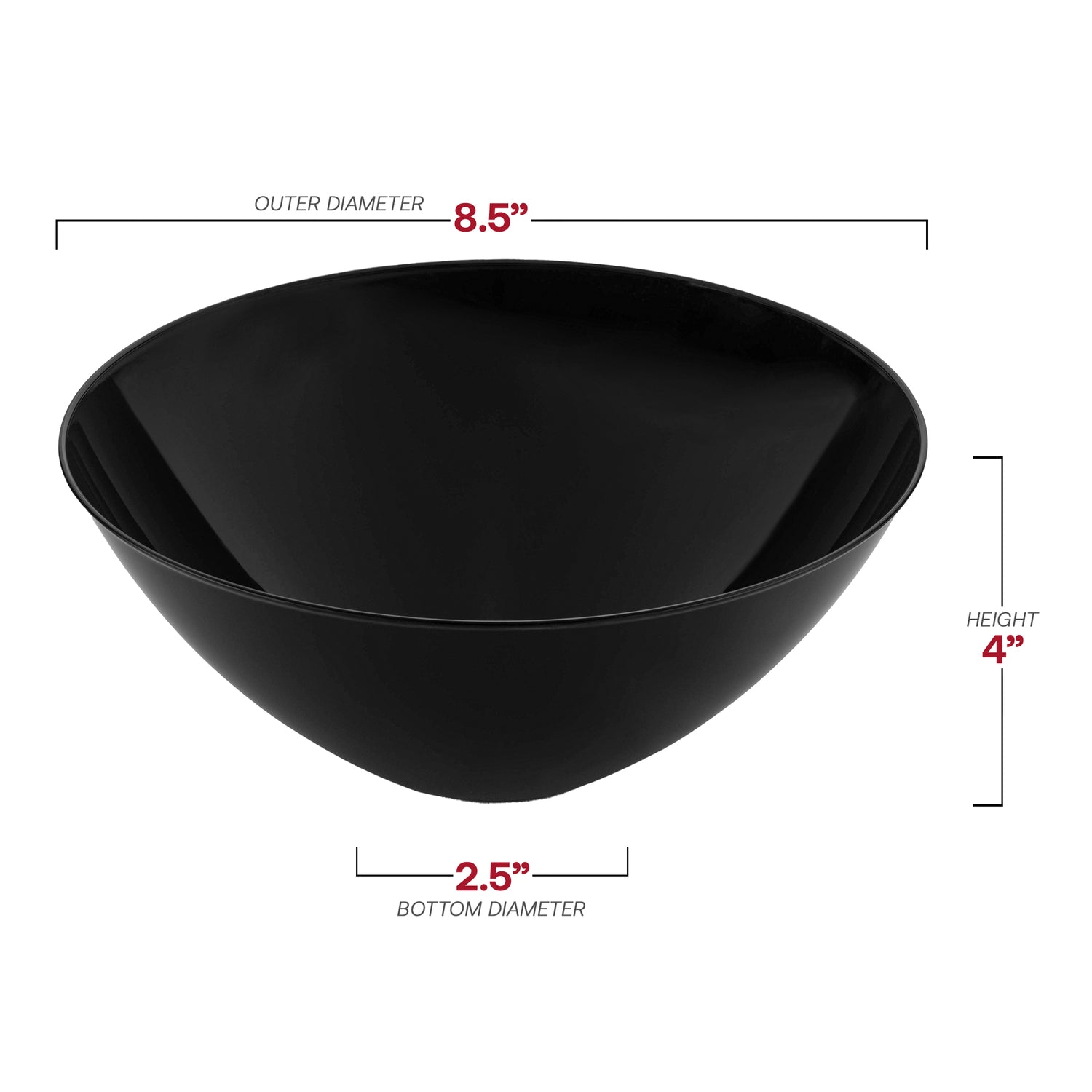 Plastic Bowls - Solid Black Organic Bowls