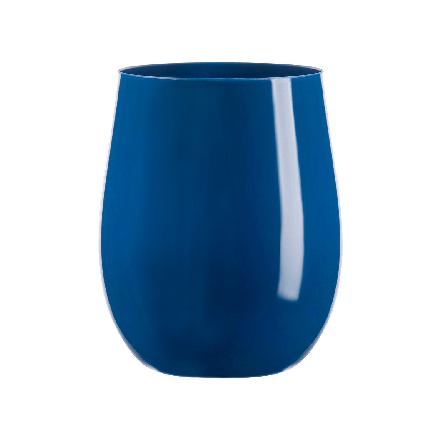 12 oz. Solid Navy Elegant Stemless Plastic Wine Glasses Main | The Kaya Collection