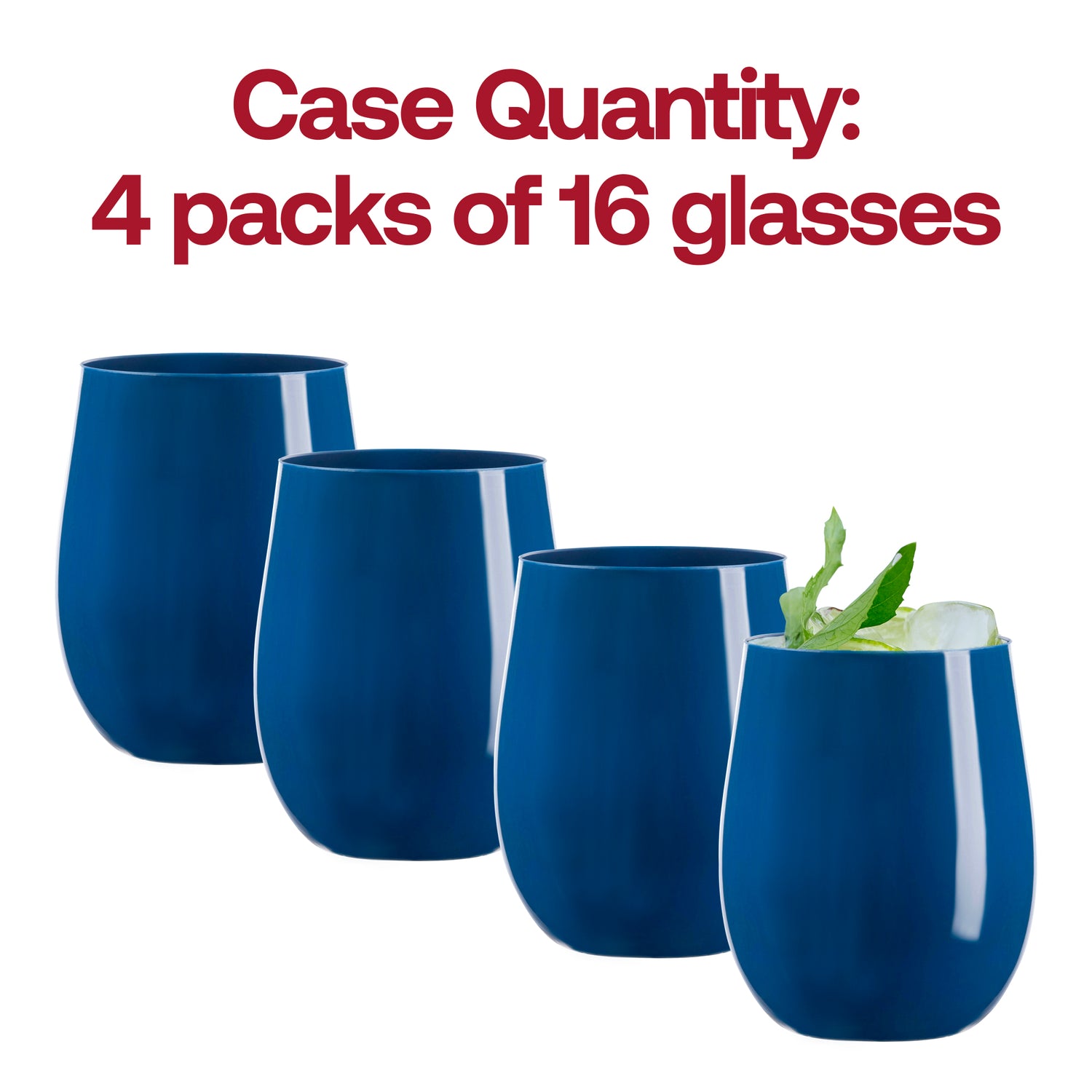 12 oz. Solid Navy Elegant Stemless Plastic Wine Glasses Quantity | The Kaya Collection