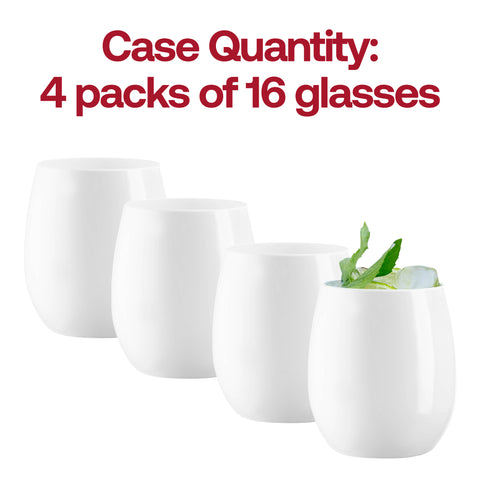 12 oz. Solid White Elegant Stemless Plastic Wine Glasses Quantity | The Kaya Collection