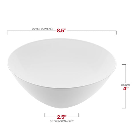 Solid White Organic Round Disposable Plastic Bowls (32 oz.) Dimension | The Kaya Collection