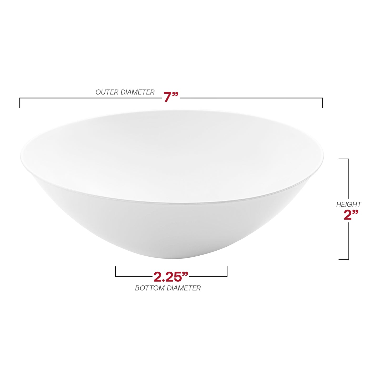 Solid White Organic Round Disposable Plastic Soup Bowls (16 oz.) Dimension | The Kaya Collection