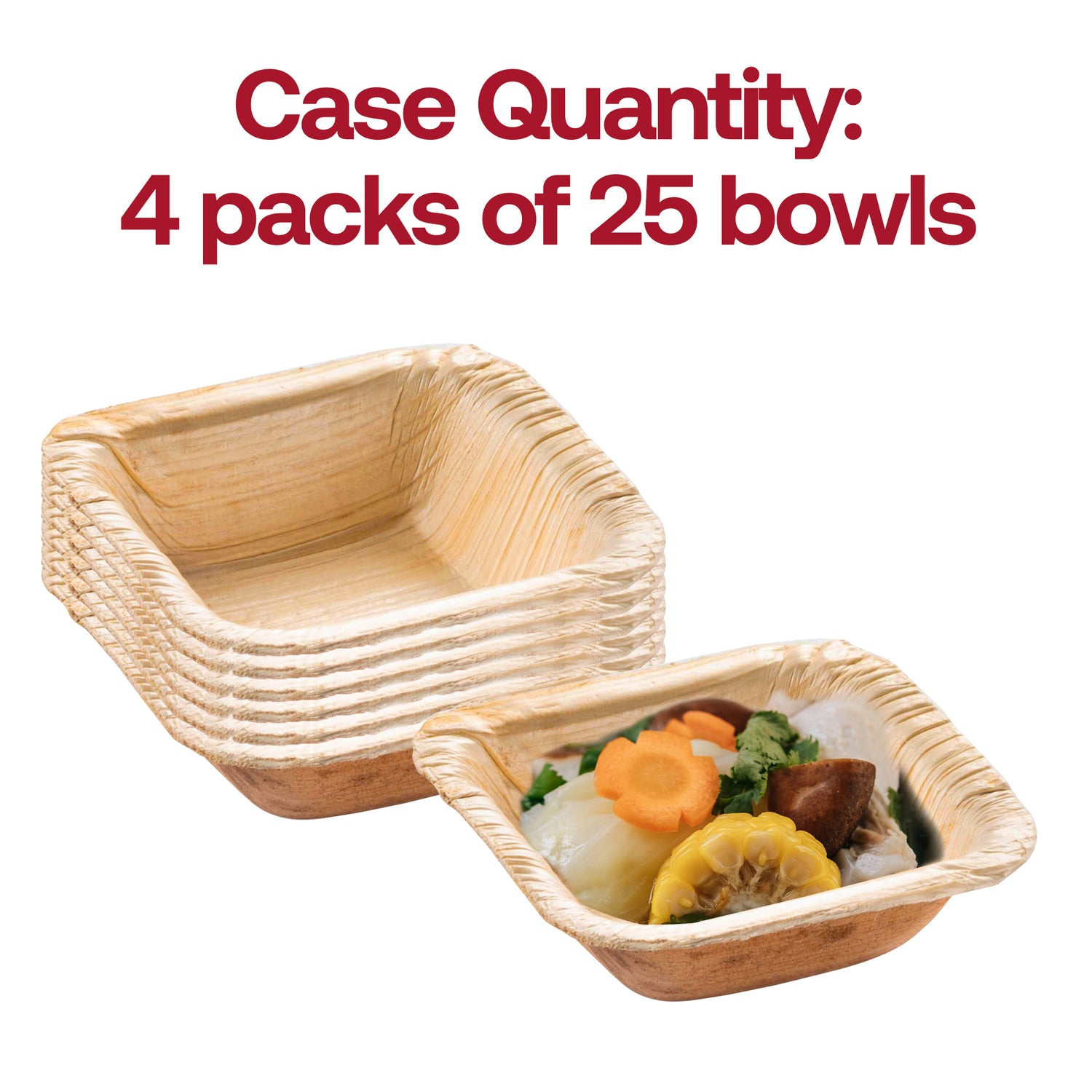 Square Palm Leaf Eco Friendly Mini Disposable Bowls (1.5 oz.) Quantity | The Kaya Collection