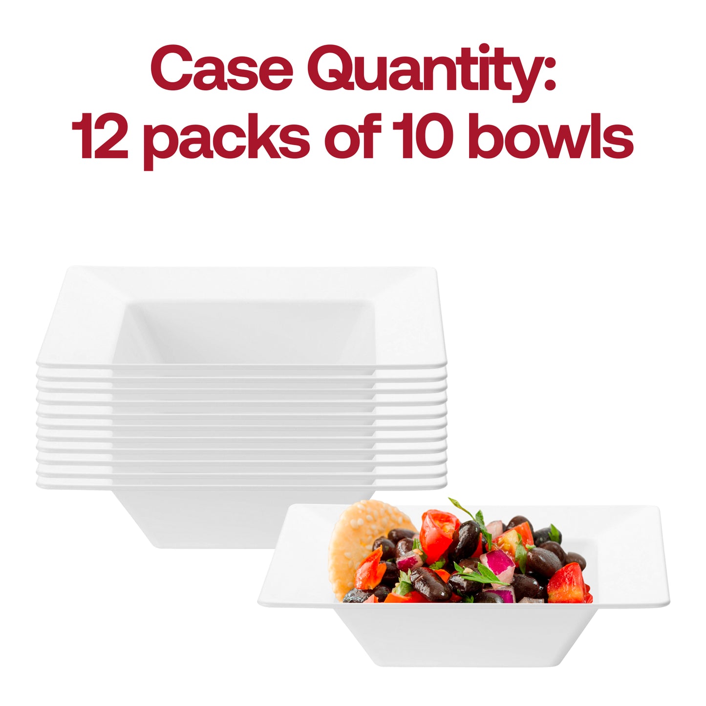 White Square Plastic Dessert Bowls (5 oz.) Quantity | The Kaya Collection