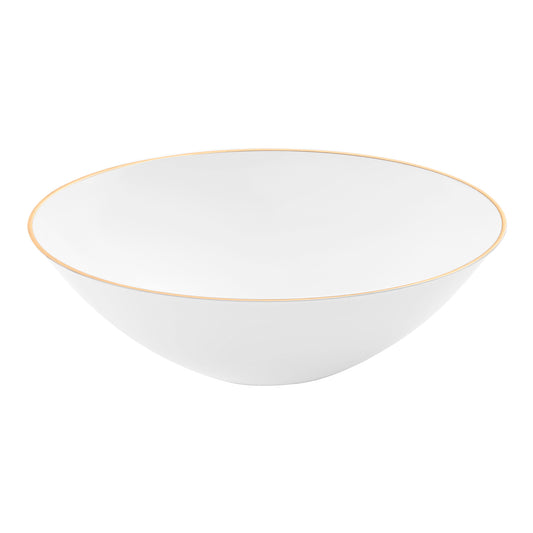 White with Gold Rim Organic Round Disposable Plastic Dessert Bowls (6 oz.) | The Kaya Collection