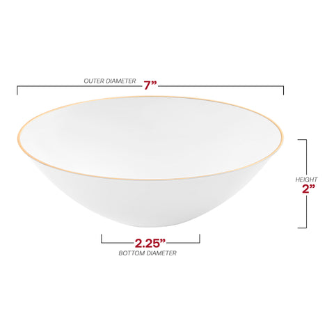 White with Gold Rim Organic Round Disposable Plastic Soup Bowls (16 oz.) Dimension | The Kaya Collection