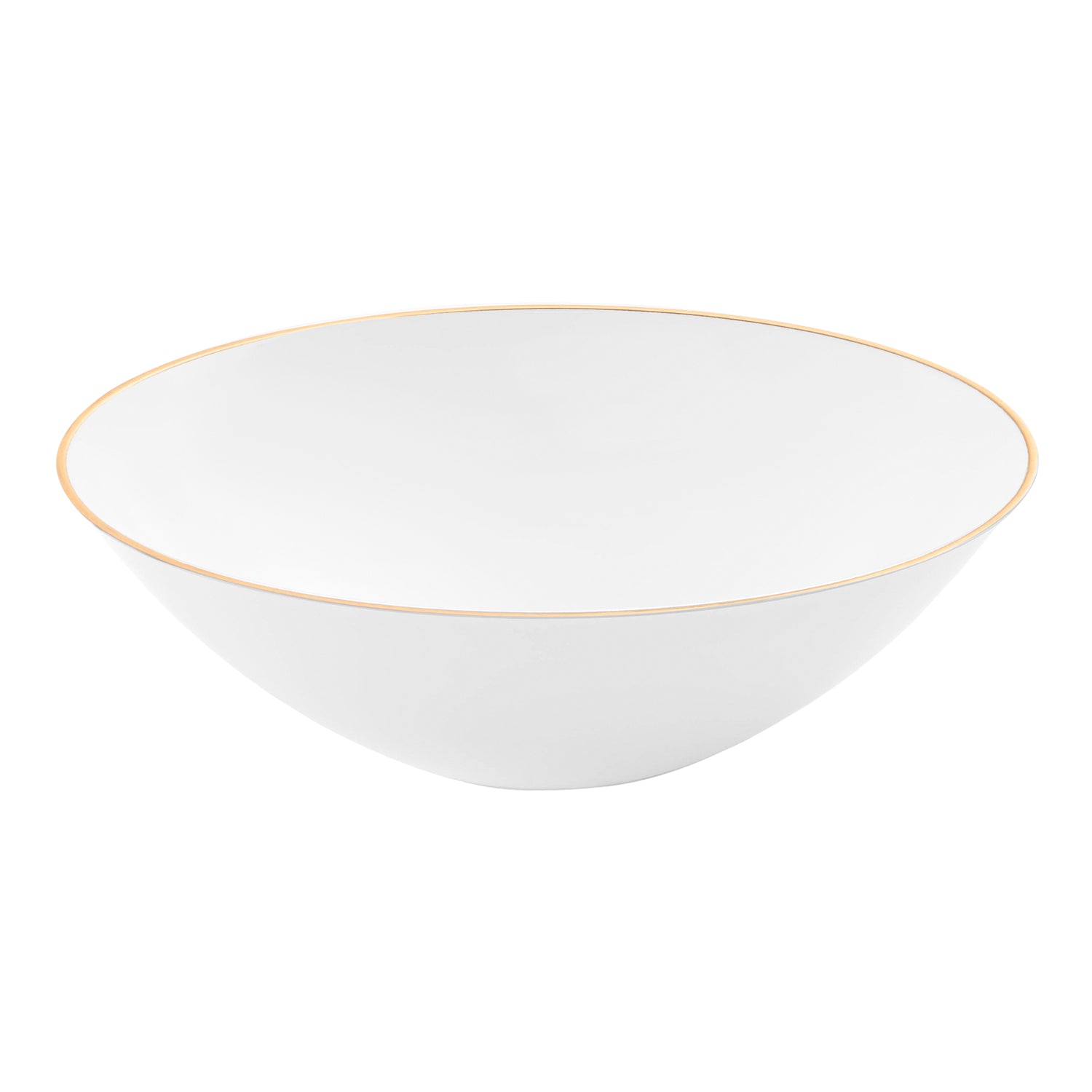 White with Gold Rim Organic Round Disposable Plastic Soup Bowls (16 oz.) | The Kaya Collection