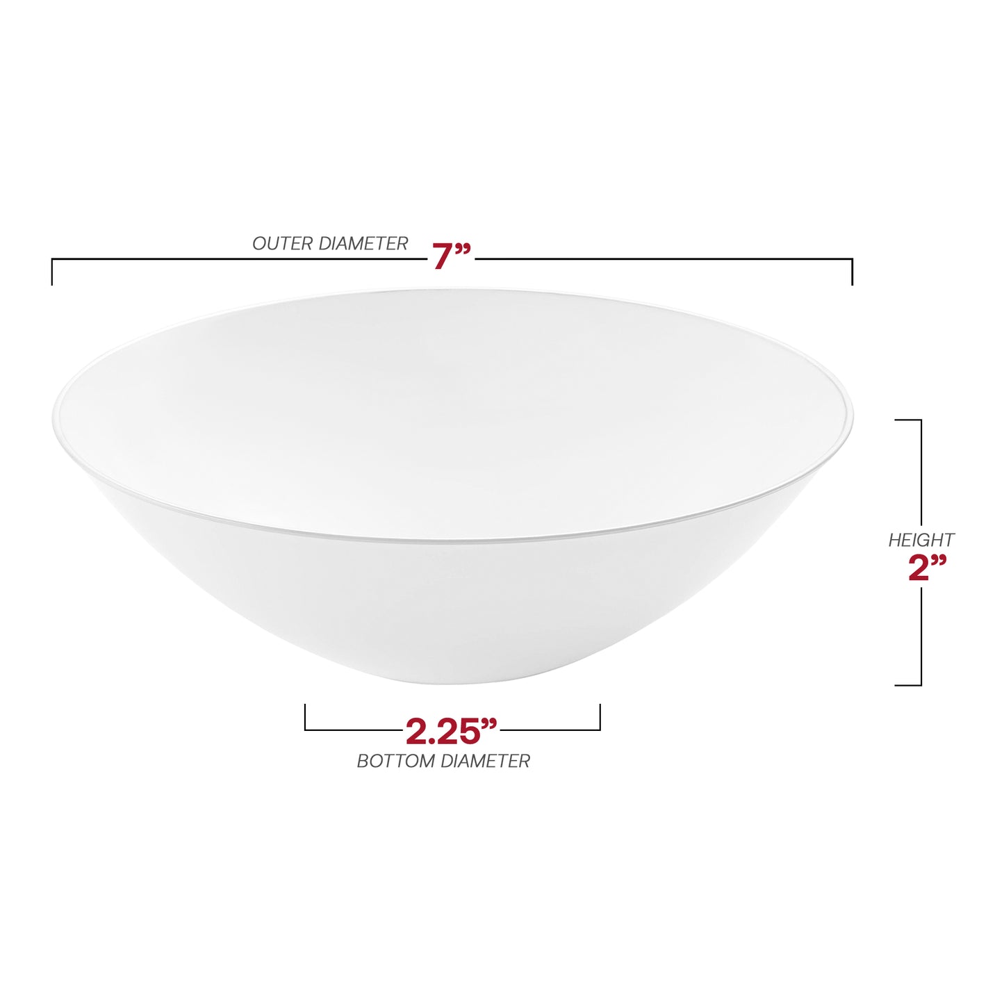 White with Silver Rim Organic Round Plastic Soup Bowls (16 oz.) Dimension | The Kaya Collection