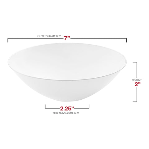 White with Silver Rim Organic Round Plastic Soup Bowls (16 oz.) Dimension | The Kaya Collection