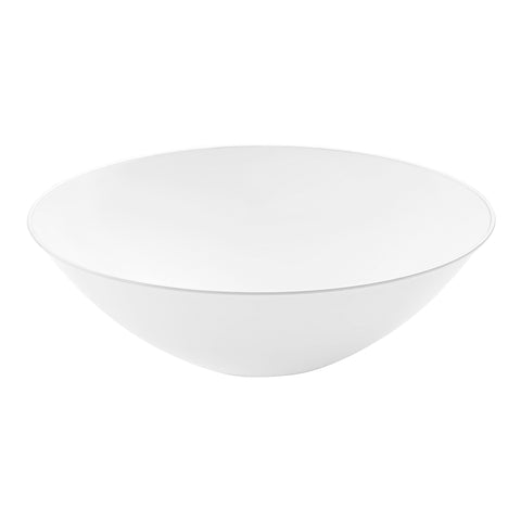 White with Silver Rim Organic Round Plastic Soup Bowls (16 oz.) | The Kaya Collection